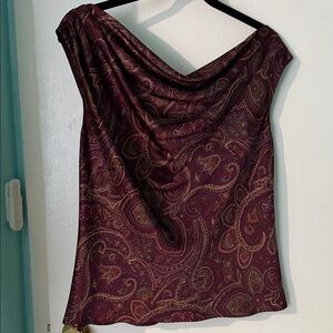 Ralph Lauren Black Label Burgundy Paisley Blouse